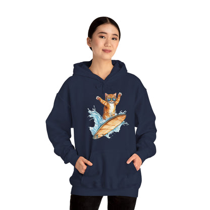 Surfing Cat Hoodie – Cute Surfboard Cat Graphic Pullover
