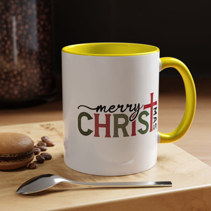 Merry Christmas Accent Coffee Mug - Festive Religious Christmas New Year Gift (11/15oz)