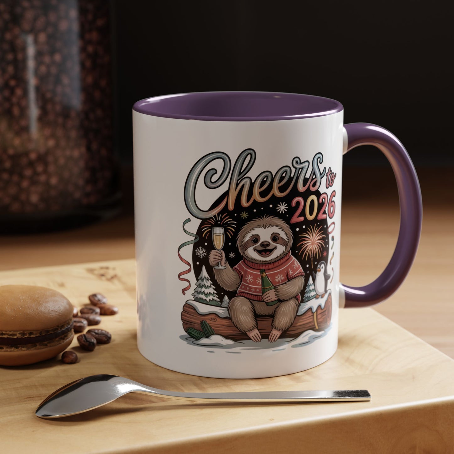 Cheers to 2026 Sloth New Year Mug – Cute Celebration Coffee Cup
