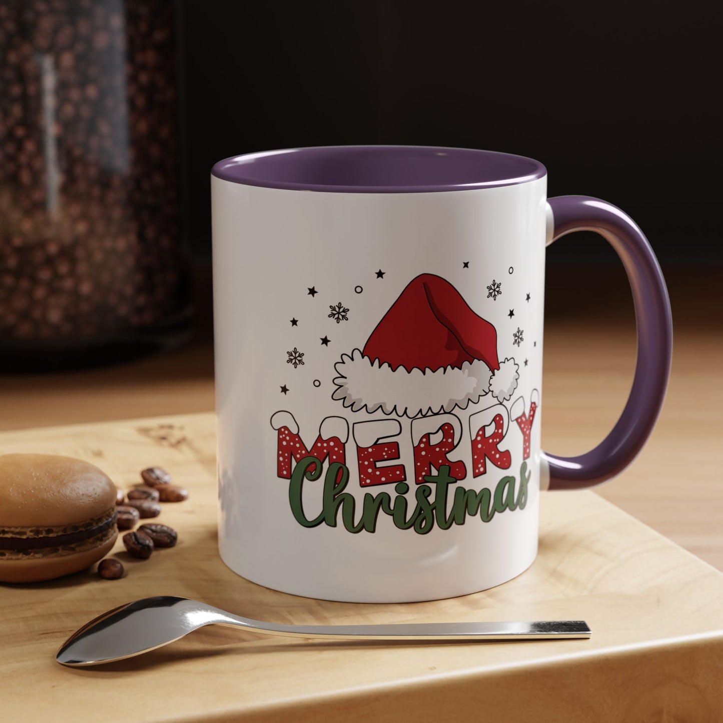 Merry Christmas Accent Coffee Mug — Holiday Santa Hat 11/15oz