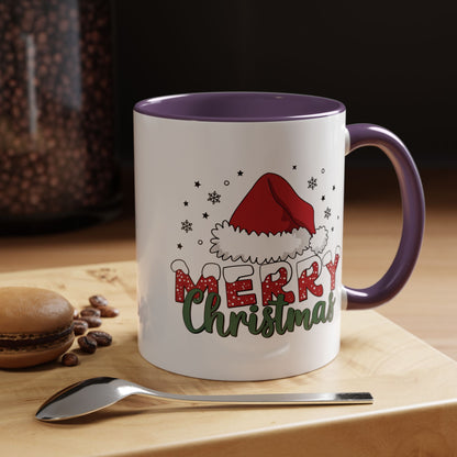 Merry Christmas Accent Coffee Mug — Holiday Santa Hat 11/15oz