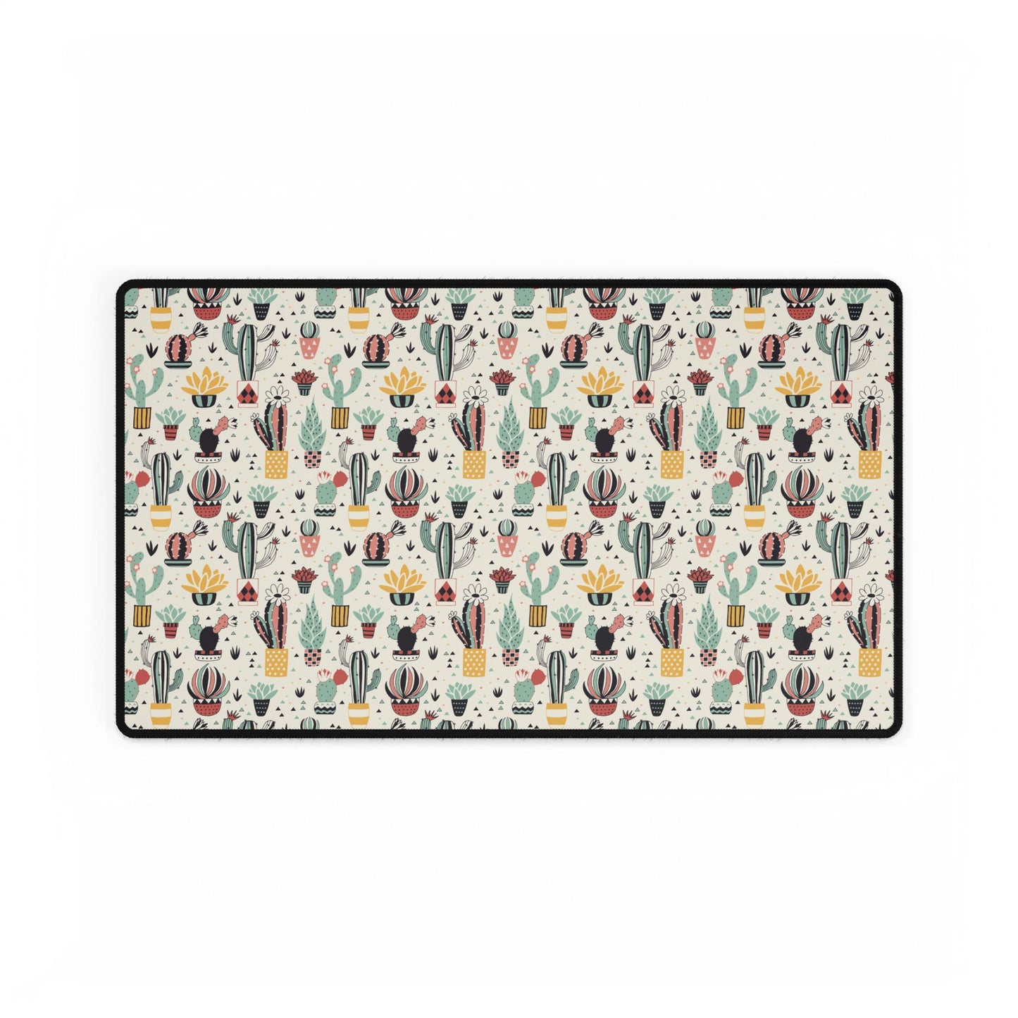 Cactus & Succulent Pattern Desk Mat — Colorful Botanical Mouse Pad (Large)