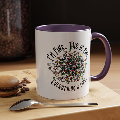 I'm Fine. This Is Fine. Everything's Fine Holiday Lights Humor Coffee Mug