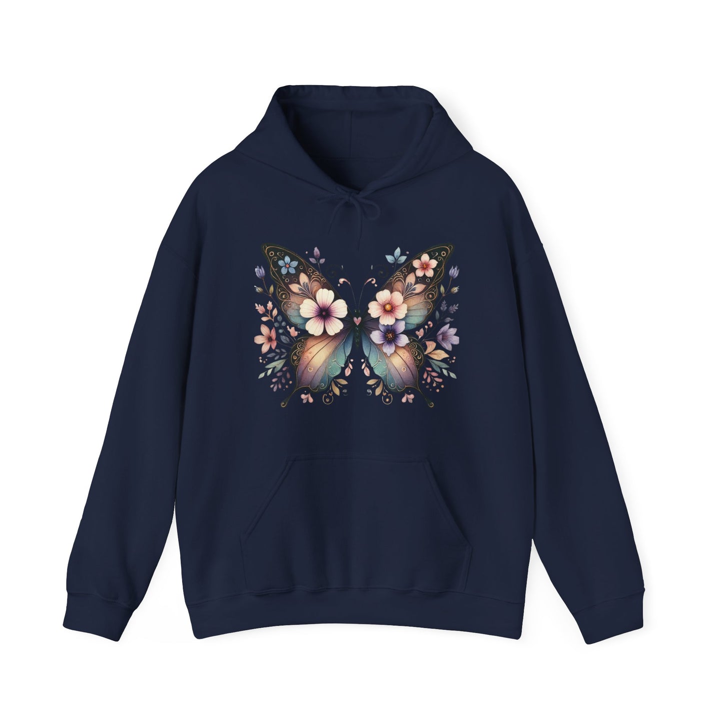 Butterfly Floral Hoodie — Women's Boho Butterfly Sweatshirt