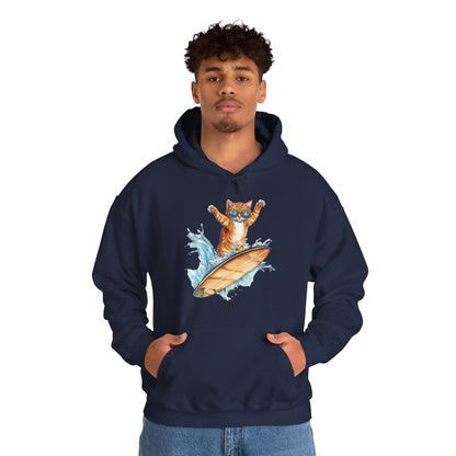 Surfing Cat Hoodie – Cute Surfboard Cat Graphic Pullover