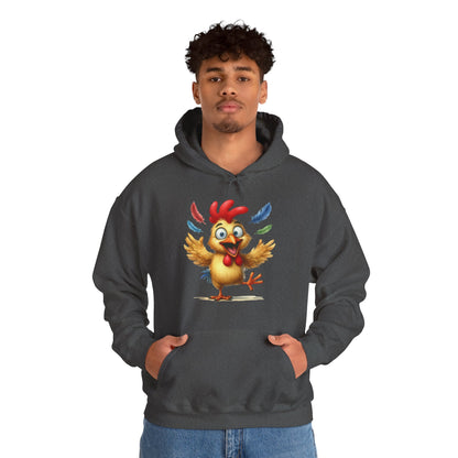 Cute Dancing Chicken Hoodie – Colorful Rooster Cartoon Pullover