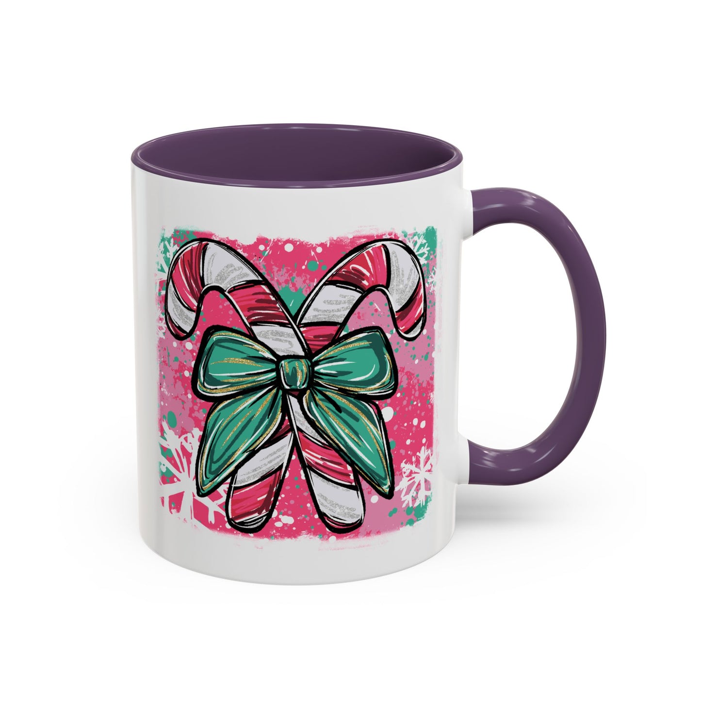 Candy Cane Bow Coffee Mug — Festive Holiday Accent Mug (11/15oz)