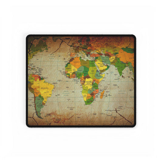 Vintage World Map Desk Mat — Large Travel-Themed Mousepad & Desk Protector