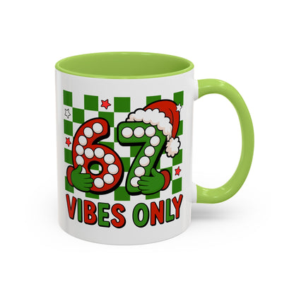 67 Vibes Only Christmas Coffee Mug — Festive Retro Numbering Holiday Mug