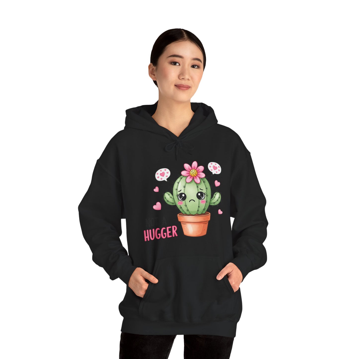 Hoodie — Cute Cactus “Not a Hugger” Graphic Pullover