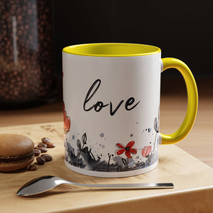 Cute Love Girl Mug – Romantic Flower Illustration Coffee Cup