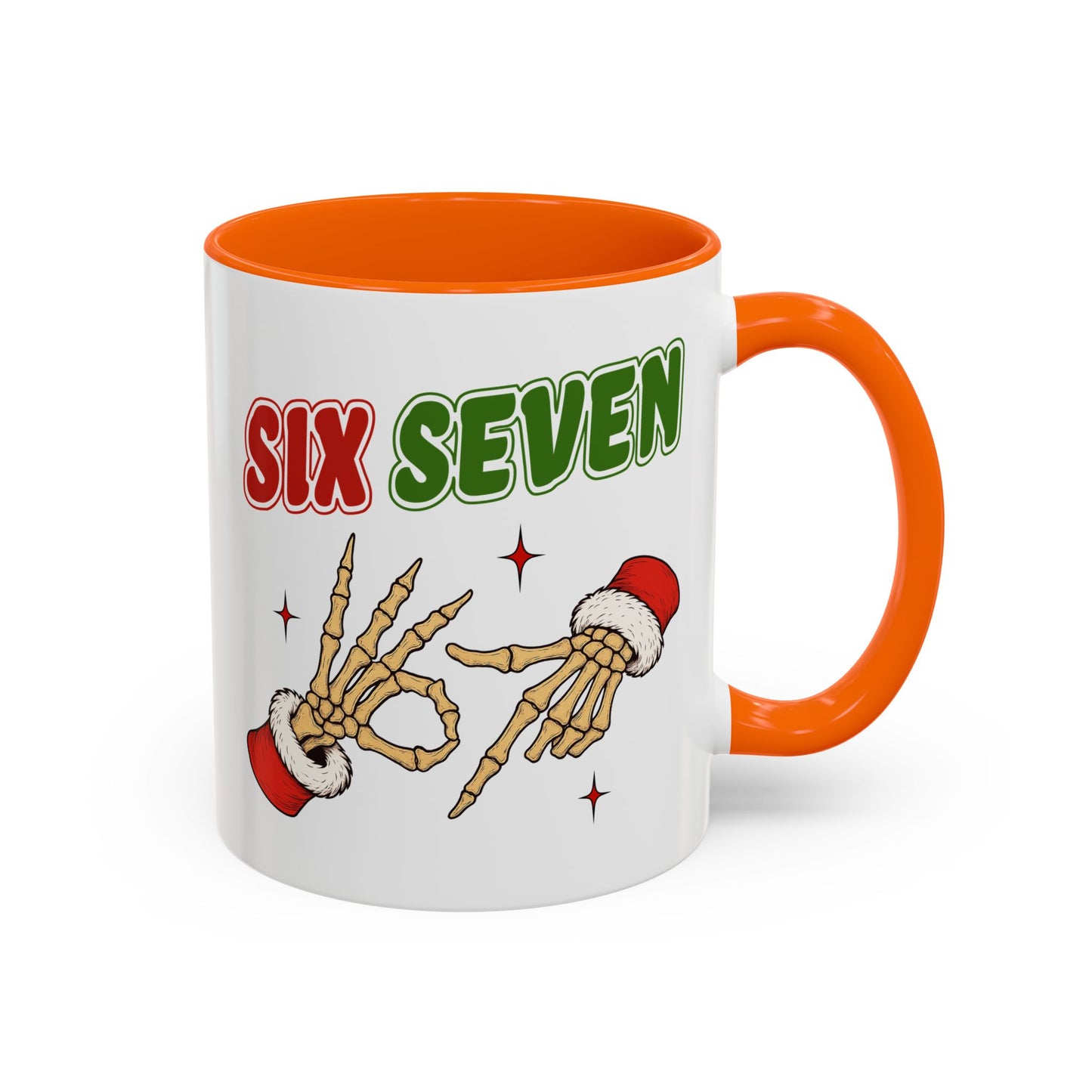 Six Seven Holiday Accent Coffee Mug — Festive Skeleton Hand Christmas New Year Gift (11/15oz)