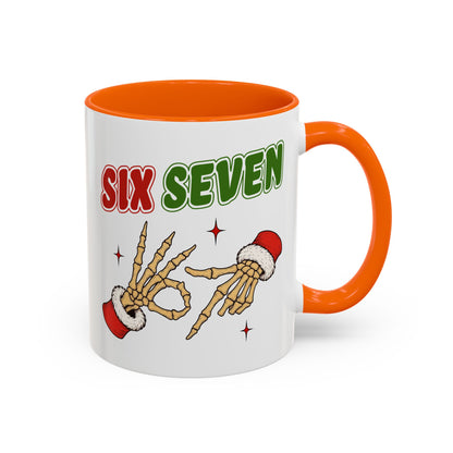 Six Seven Holiday Accent Coffee Mug — Festive Skeleton Hand Christmas New Year Gift (11/15oz)