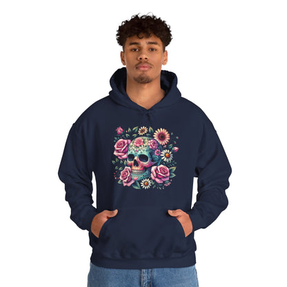 Floral Sugar Skull Hoodie — Day of the Dead Skull & Roses Pullover