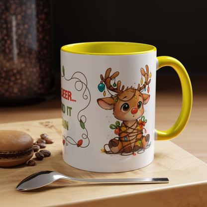 Oh Deer I Did It Again – Cute Christmas Reindeer Mug, Holiday Lights Coffee Cup (11oz/15oz)