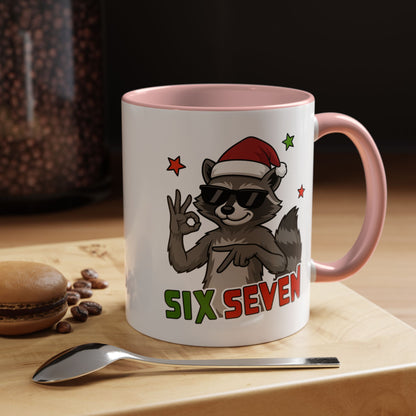 Christmas Raccoon Coffee Mug — 'Six Seven' Holiday Accent Mug (11/15 oz)