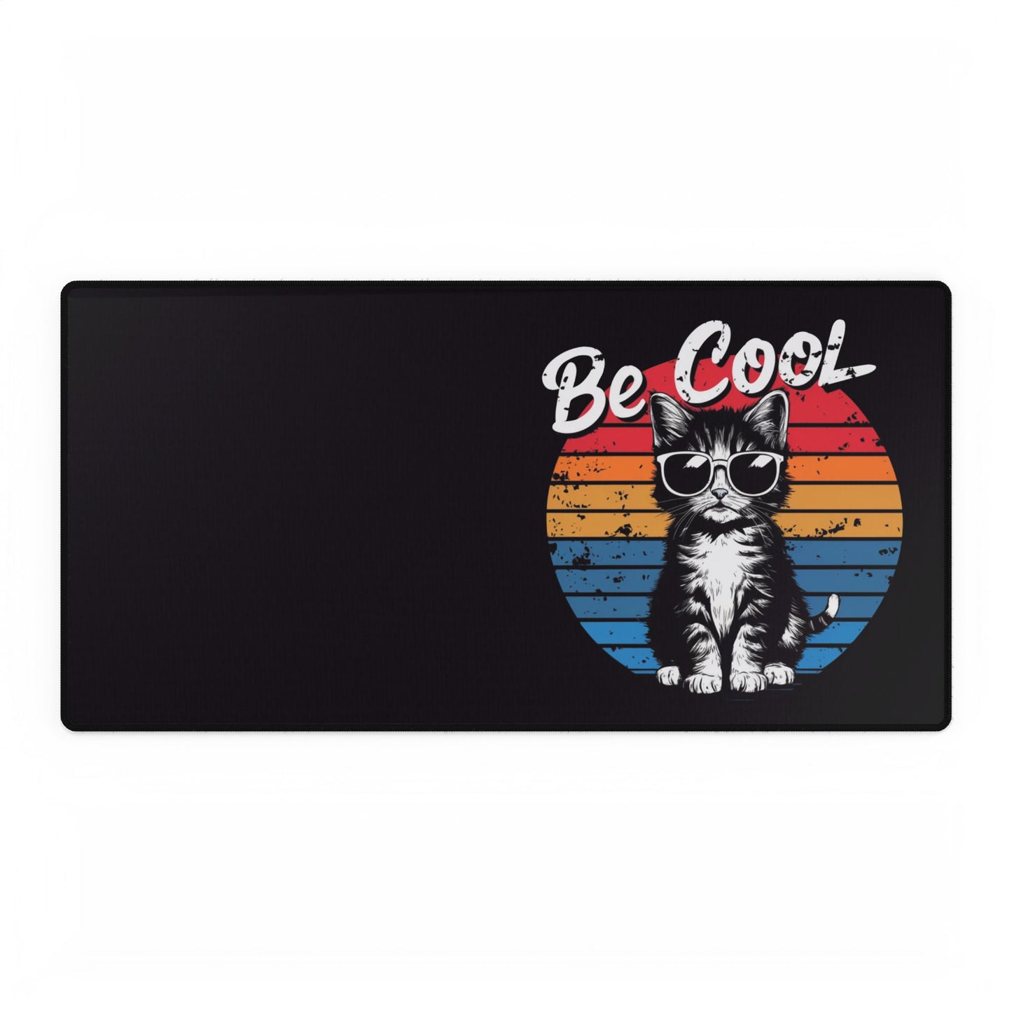 Be Cool Cat Desk Mat — Retro Sunglasses Kitten Large Mouse Pad