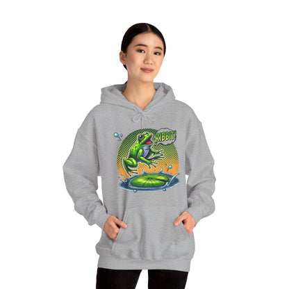 Frog Jump Hoodie – Retro Neon 'Ribbit' Graphic Sweatshirt