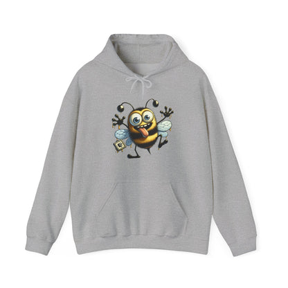 Bee Cartoon Hoodie – Cute Smiling Bee with Honey Jar & Honeycomb Graphic