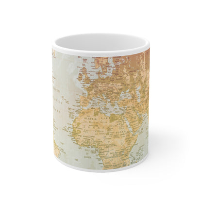 Pastel World Map Mug Soft Neutral Geography Coffee Mug