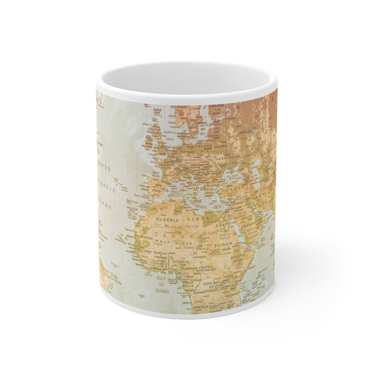 Pastel World Map Mug Soft Neutral Geography Coffee Mug