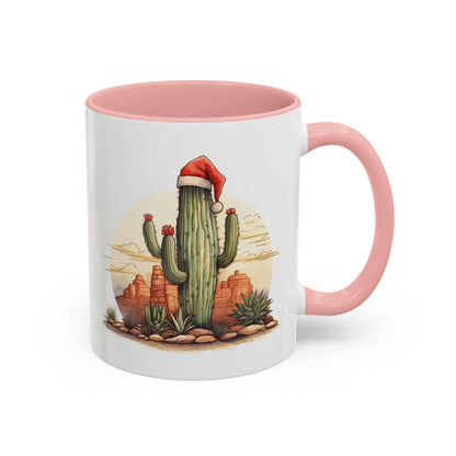 New Year Cactus Mug – Santa Hat Desert Mug – Southwestern Holiday Coffee Cup – Funny Festive Cactus New Year Gift
