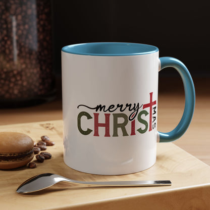 Merry Christmas Accent Coffee Mug - Festive Religious Christmas New Year Gift (11/15oz)