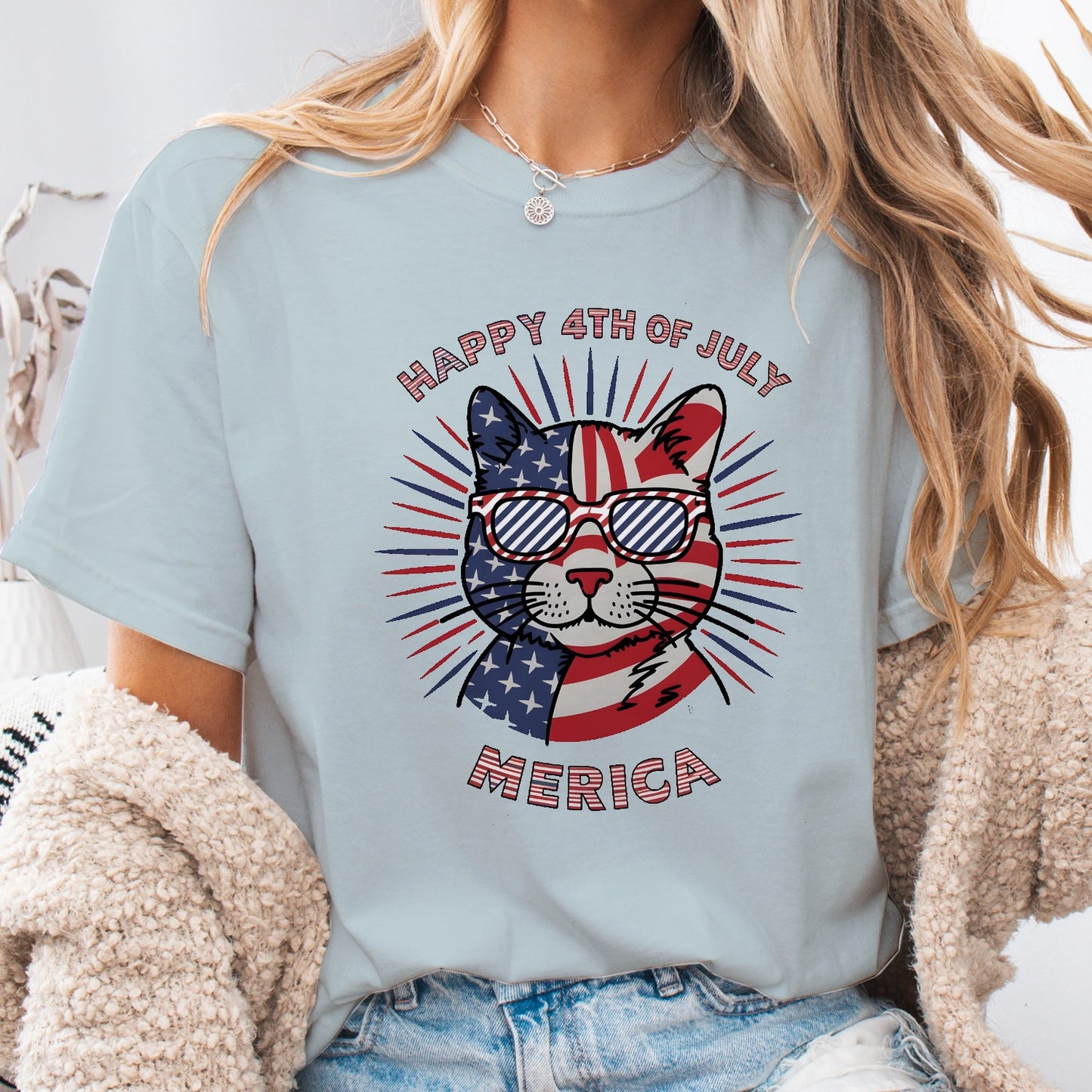 Happy 4th of July Cat Unisex T-Shirt – Patriotic Merica