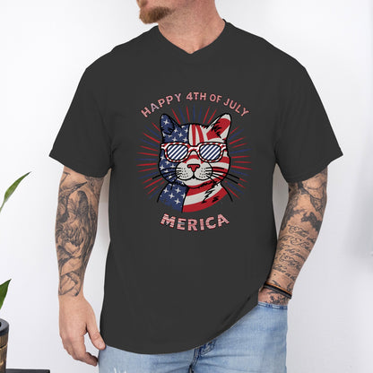 Happy 4th of July Cat Unisex T-Shirt – Patriotic Merica