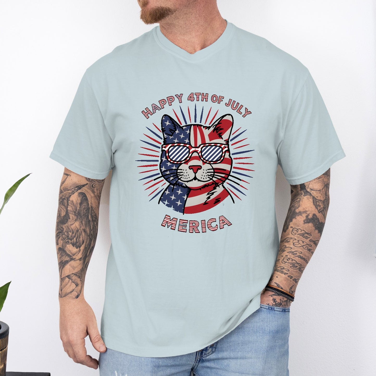 Happy 4th of July Cat Unisex T-Shirt – Patriotic Merica