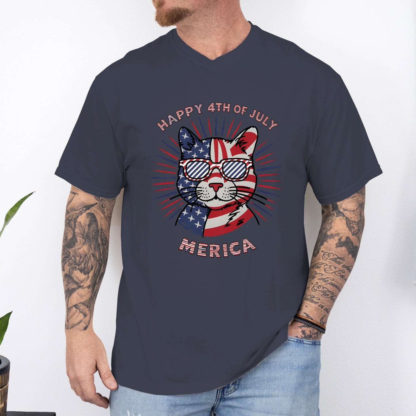 Happy 4th of July Cat Unisex T-Shirt – Patriotic Merica