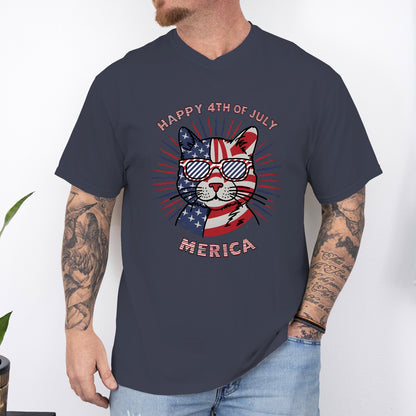 Happy 4th of July Cat Unisex T-Shirt – Patriotic Merica