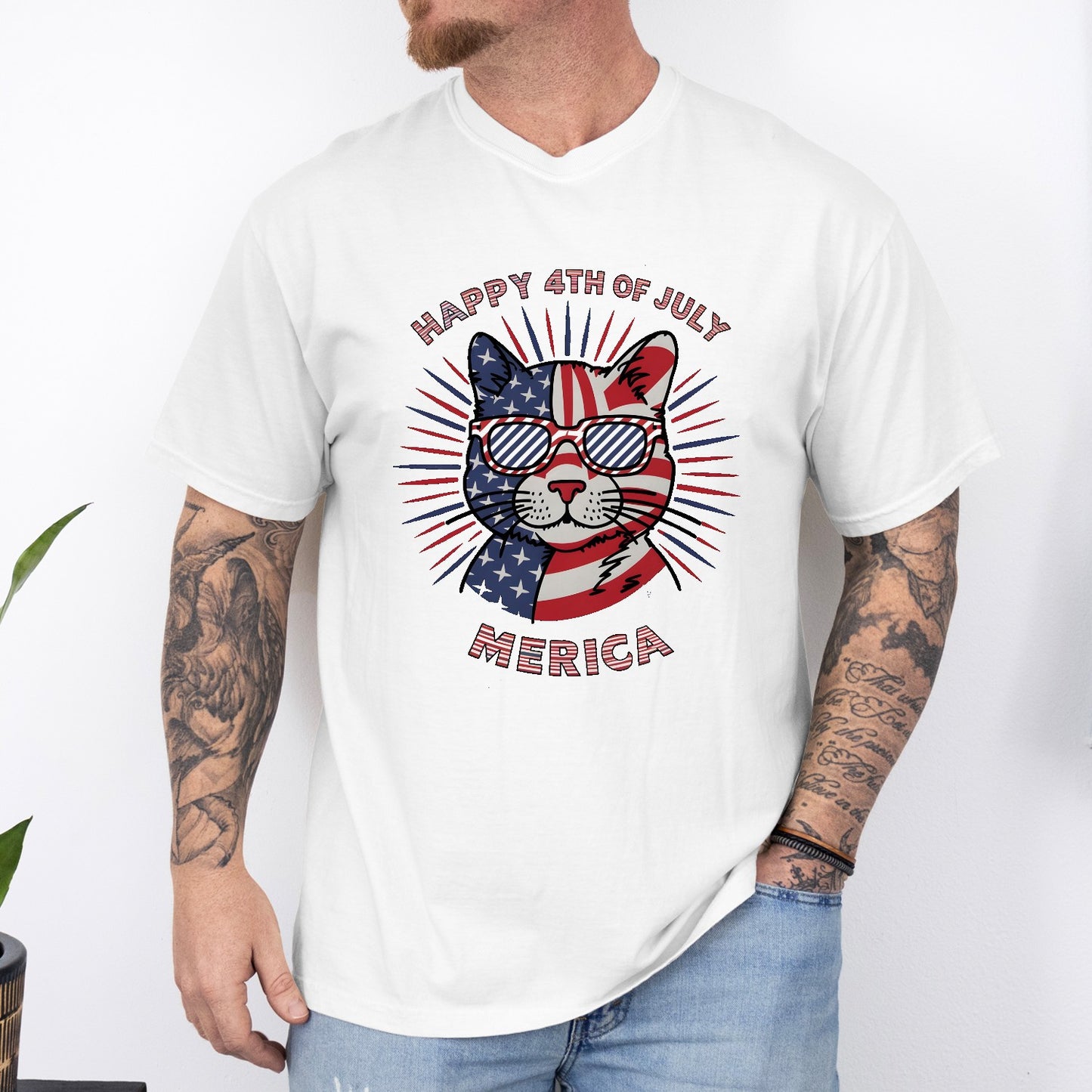 Happy 4th of July Cat Unisex T-Shirt – Patriotic Merica