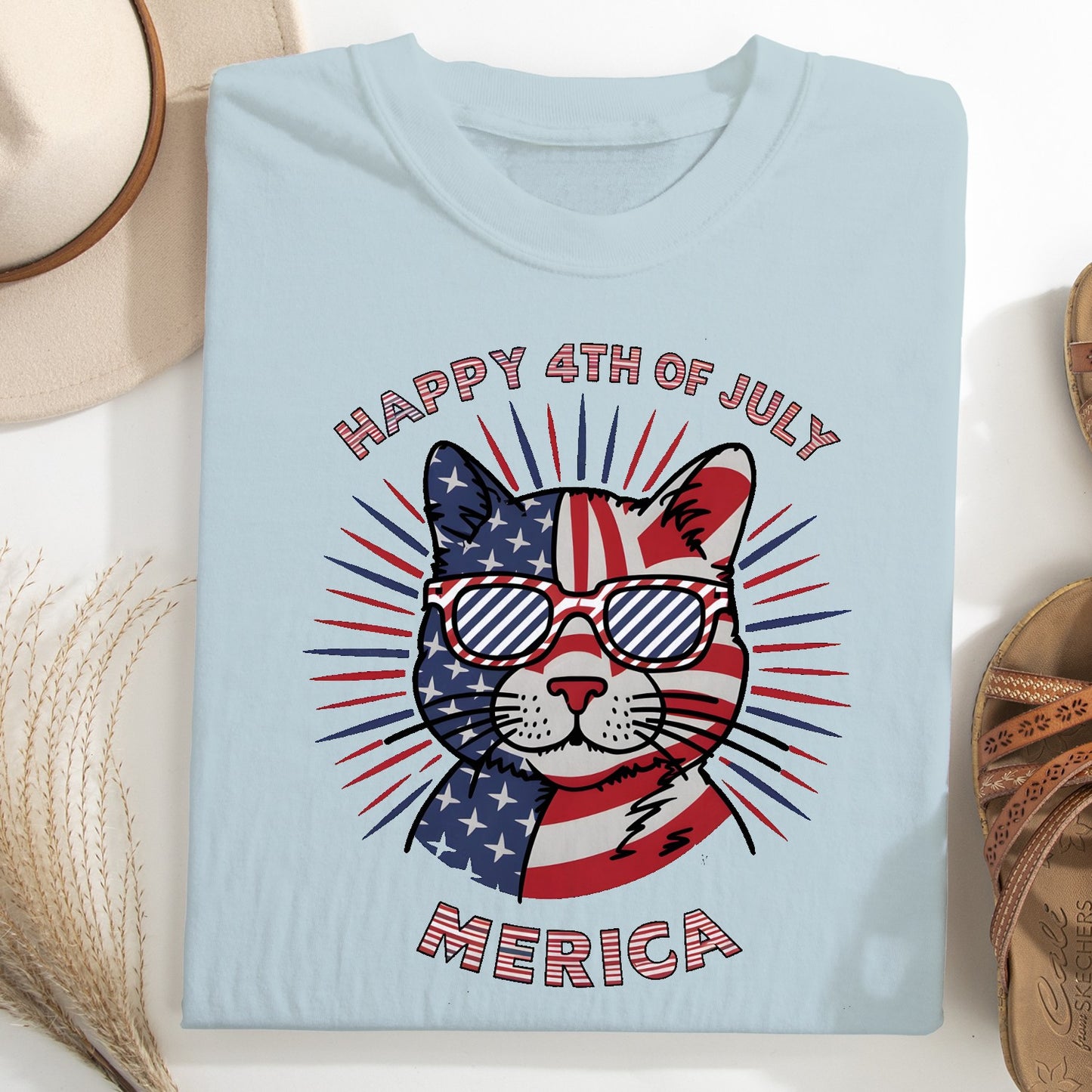 Happy 4th of July Cat Unisex T-Shirt – Patriotic Merica