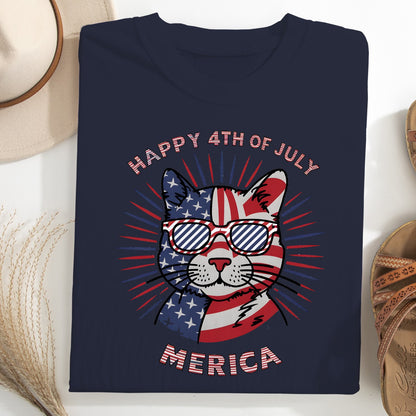Happy 4th of July Cat Unisex T-Shirt – Patriotic Merica